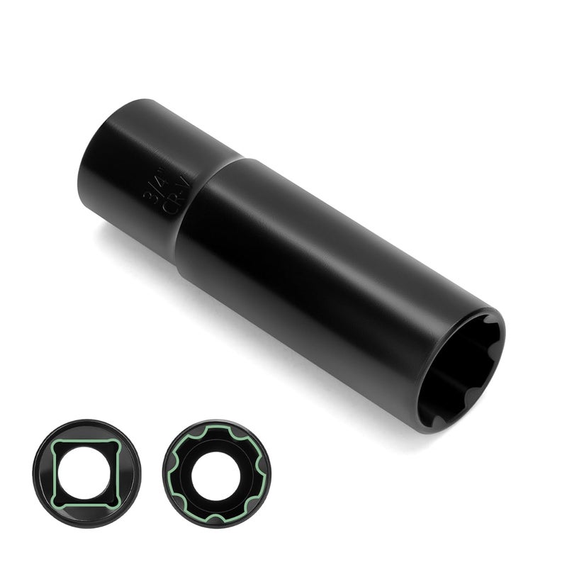 glorider 7 Spline Lug Nuts Key Socket, 1/2 Inch Drive Impact Square Tool - Quickly Remove M14x1.5, M14x2.0 and 9/16 Wheel Lug Nuts | 1 Pc (Black) - Image 1